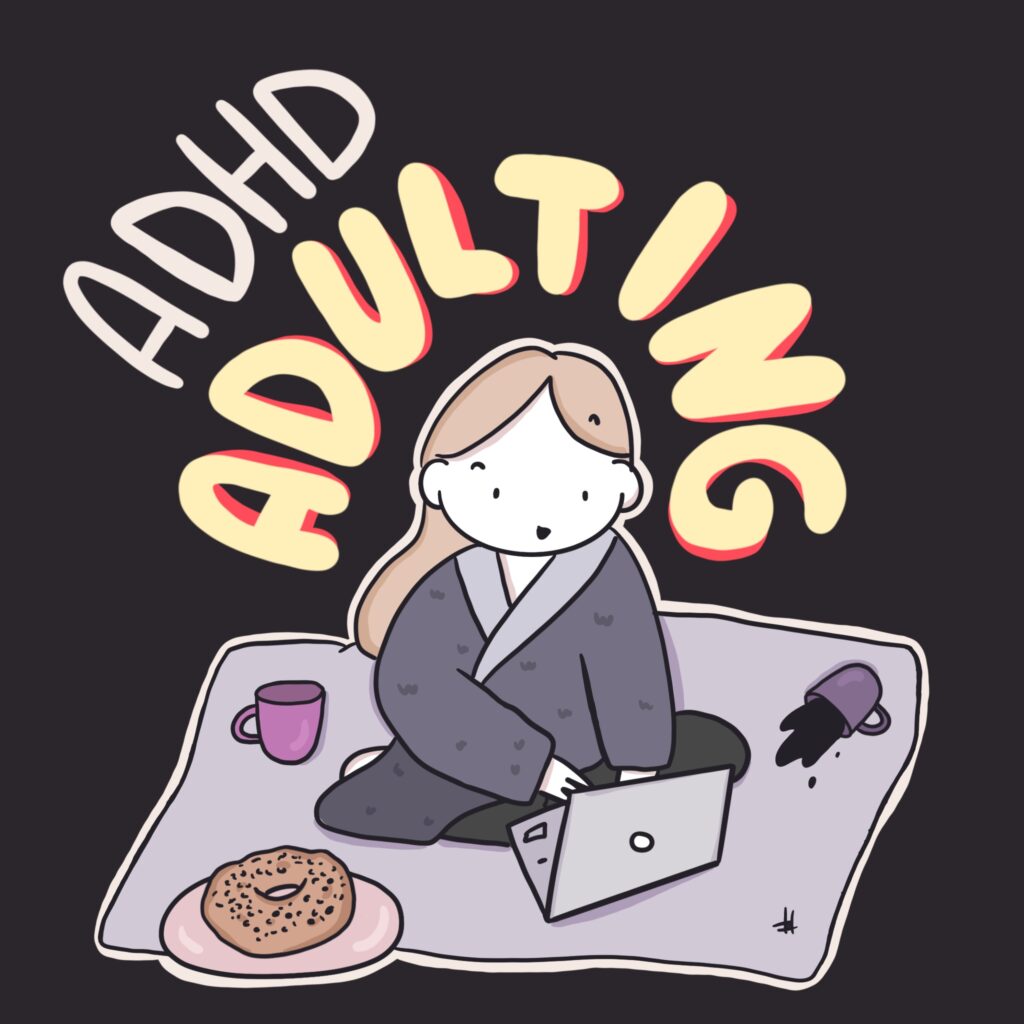 a woman with ADHD writing on a laptop